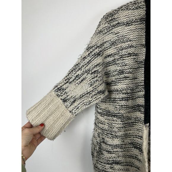 Alpaca Wool Blend Thick Heavy Open Cardigan Women's TEA Size Small Elbow Sleeve - Picture 2 of 9